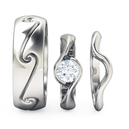 Embrace Men's Matching Wedding Ring Band in Platinum 950 AU